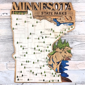 Minnesota State Park Travel Map, State Parks Marker, Personalized State Parks Map, Hiker, Travelers Map, Bucket List