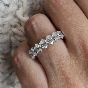 6.0 Carats VVS1/D Diamond Half Eternity Wedding Band, Oval Half Eternity Wedding Ring, Oval Cut Dainty Band Ring, Stackable Eternity Ring