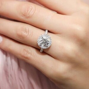 2 CT Forever Moissanite diamanten verlovingsring / Briljant geslepen Lab Diamond Ring / Halo-ring / Trouwring / Jubileumring dames cadeau
