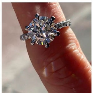 2 Carat Round Moissanite Solitaire Ring, Diamond Engagement Ring, Promise Ring, 6 prong Ring Diamond Solitaire Ring, Unique Proposal Ring