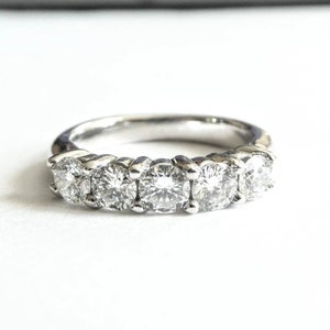 Unique 5-Stone Diamond Ring 1.25 Carats Five Stone Wedding Band Anniversary Ring, 5-Stone Moissanite Wedding Band Ring, Stacking Band Ring