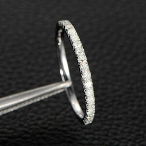 1.8mm Moissanite Wedding Band, Diamond Half Eternity Wedding Band Ring, Anniversary Rings, Ladies Wedding Band White Gold Plated Band Rings