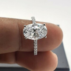 2.20 CT Oval Cut Moissanite Wedding Ring / Oval Lab Diamond Ring / Brilliant Oval Engagement Ring / Anniversary Ring / Bridal Gift Ring