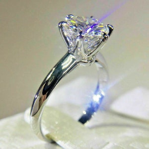 2 CT Round Cut moissanite Engagement Ring, Dainty Solitaire Ring, 8mm Lab Created Diamond Engagement Ring, 6 Prong Diamond Ring Promise Ring