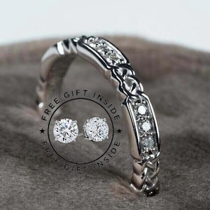 Anel de casamento de diamante Art Déco dos anos 1920, anel de eternidade de diamante, anel de diamante de propriedade, anel de diamante vintage, anel empilhável, anel antigo delicado