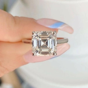 2.00 CT /7.00 MM Asscher Cut Solitaire Lab Diamond Ring, Asscher Moissanite Engagement Ring, Anniversary Ring, Wedding Ring, Engagement Ring