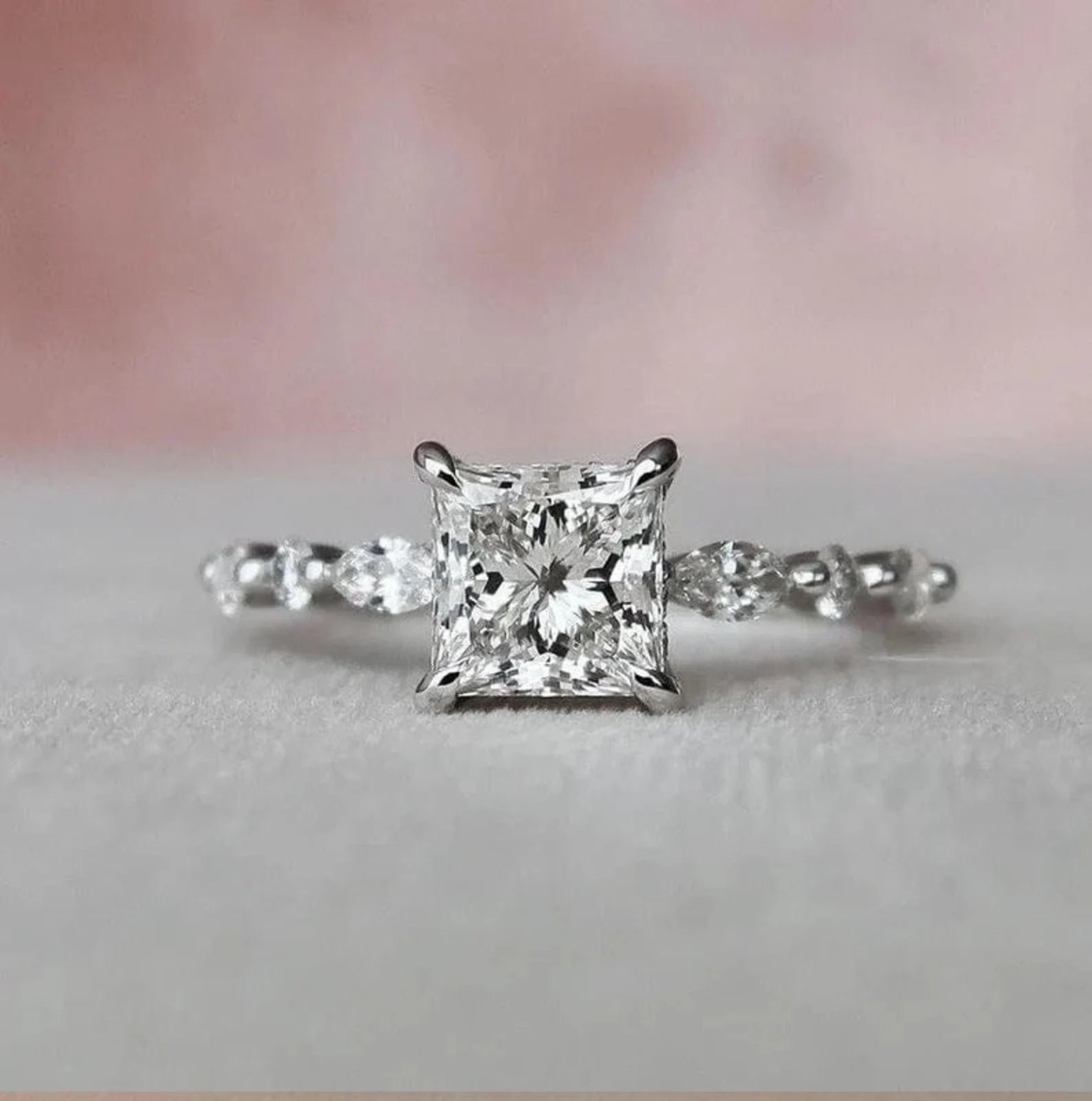 【HYERES LOR】24SS★ Lab Dia 14K 1ct Princess Solitaire Ring 1 CT. Princess-Cut Certified Lab-Grown Diamond Solitaire