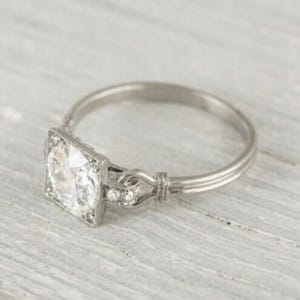 1920s Vintage 2.00 Carat white round cut diamond engagement ring in 935 argentium silver estate ring antique engagement ring rings for women