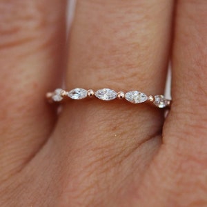 0.50CT Classic Marquise Cut Lab Diamond Wedding Band Gorgeous Eternity Anniversary Band 14K Rose Gold Finish Diamond Band Ring Free Shipping