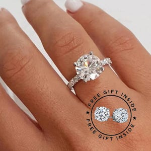 2.5 CT Diamond Engagement Ring / Round Cut Pave Wedding Ring / Solitaire Diamond Ring / 4 Prong diamond Solitaire Ring / Dainty Ring