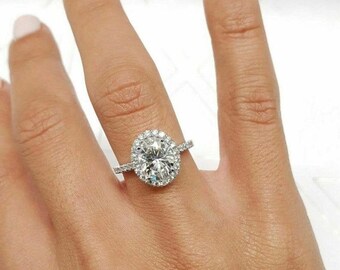 2,50 CT ovaal geslepen Moissanite Diamond Ring / ovale Lab Diamond Halo verlovingsring / trouwring / ovaal geslepen ring / verjaardag ring voor vrouwen