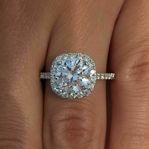 Huge 2.50 CT Excellent Cut Round Diamond Rings / Halo Engagement Rings / Bridal Wedding Rings / Anniversary Rings For Women / Jewelry Rings