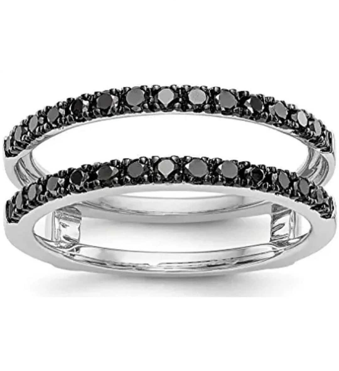 Black Moissanite Enhancer Ring Guard, Wraps for Ring Enhancer Wrap Ring Engagement Wedding Ring