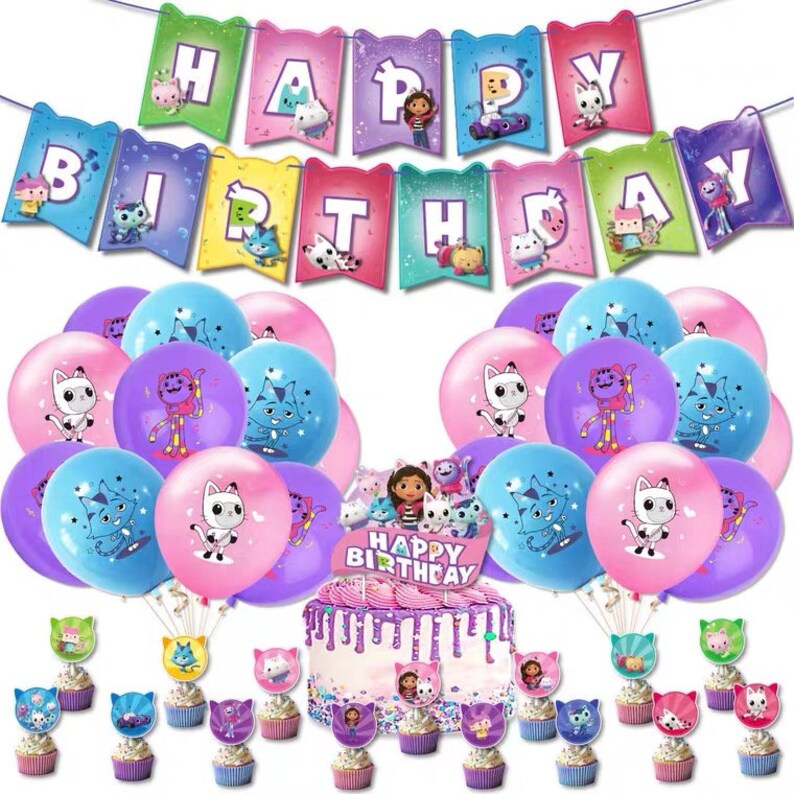 Cute Cartoon Gabby Dollhouse Birthday Party Set Balloon - Etsy