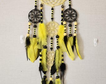 Boho Dreamcatcher with beads and feathers for bedroom