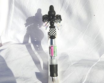 Multicolored Beaded Pen with Black Bow Bead