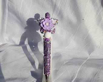Purple butterfly flower Beaded Pen