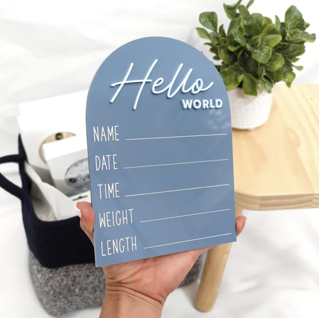 Helloworld Stat Sign Hello World Baby Stat Sign, Acrylic Birth Announcement Baby Sign, Hello ...