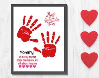 Valentine Handprint Art Printable, Craft a handprint gift for Valentine's Day