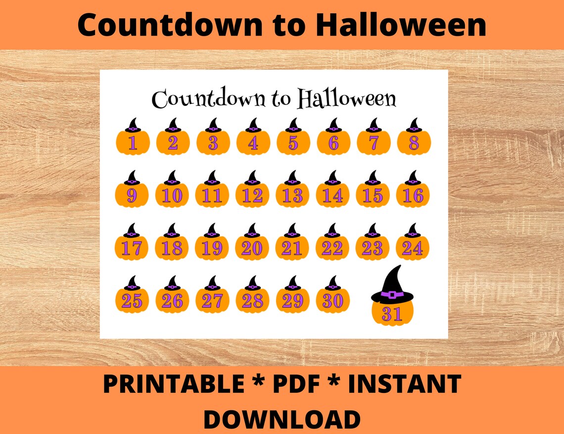 Halloween Countdown Calendar Printable Countdown to Etsy