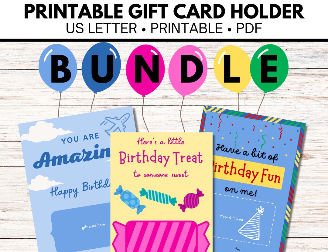 Printable Pdf Gift Card Holder, Digital Download Birthday Card Gift Card Holder Bundle - Etsy