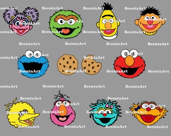 sesame street faces svg etsy