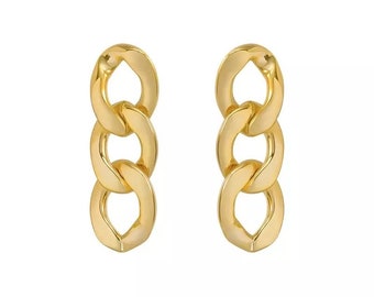 Gold Chain link earrings | Gold Link Earrings