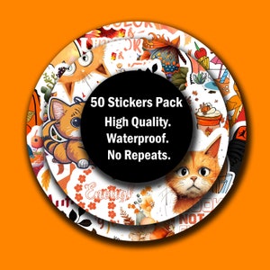 10-50 piezas pegatinas de color naranja caja del teléfono paquete de calcomanías pegatinas aleatorias Kawaii pegatinas caja conjunto Kawaii Goth pegatinas botella de agua pegatina gato
