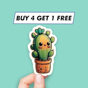 Adesivo Cactus Emoji Adesivi Piante Fiori Adesivi per laptop Adesivi estetici Adesivi per computer Adesivi per bottiglia d'acqua Decalcomanie per laptop