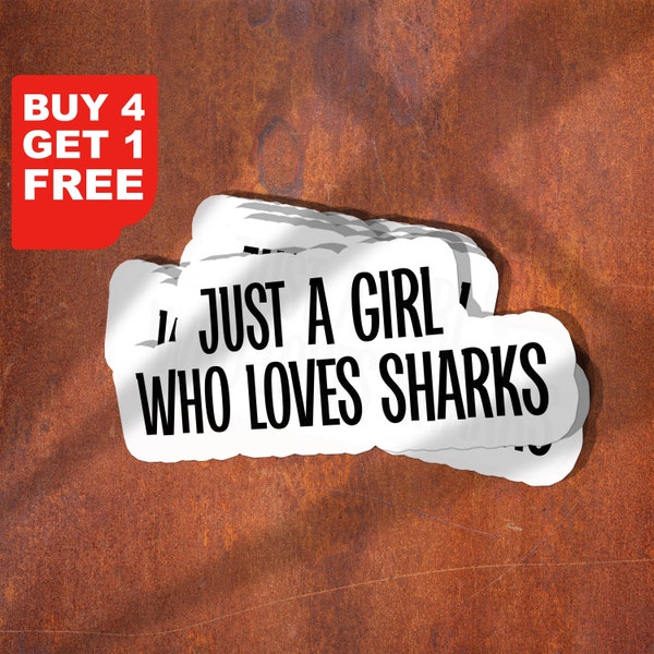 Just A Girl Who Loves Sharks Stickers, Funny Shark Stickers, Shark Stickers, Animal Stickers, Ocean Stickers, Sticker Decals For Laptop