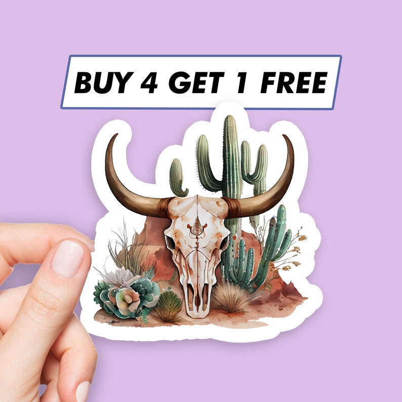 Desert Cow Skull Sticker Western Cowboy Stickers Laptop Stickers ...