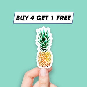 Pegatina de piña tropical, pegatinas de dibujos animados de acuarela, pegatinas para portátiles, pegatinas estéticas, pegatinas para ordenador, pegatinas para botellas de agua