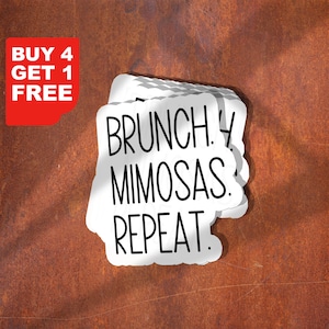 Decalcomania ripetuta Brunch Mimosas, adesivi divertenti, adesivi per laptop, adesivo per bicchiere Mimosas, adesivo per vino, adesivo per bottiglia d'acqua