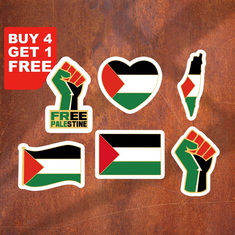 Adesivo bandiera Palestina Pacchetto gratuito di adesivi di protesta della Palestina Bottiglia d'acqua Bicchiere Decalcomania Pacchetto Adesivo Pacchetto estetico Vinile-Adesivi per auto immagine 1