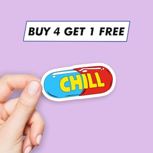 Funny Chill Pill Sticker Cool Pop Art Stickers Laptop Stickers Aesthetic Stickers Computer Stickers Water Bottle Stickers Laptop Decals