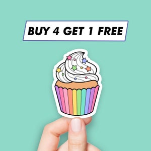 Adesivi per cupcake arcobaleno, adesivi per cibo kawaii, adesivi per laptop, adesivi estetici, adesivi per computer, adesivi per bottiglie d'acqua, adesivi per laptop