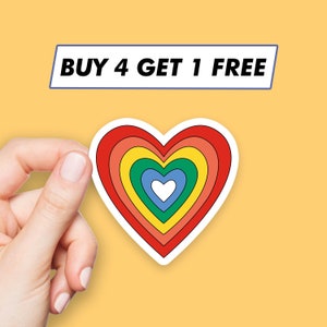 Adesivo de coração de arco-íris Adesivos de orgulho LGBT Adesivos para laptop Adesivos estéticos Adesivos para computador Adesivos para garrafas de água Decalques para laptop