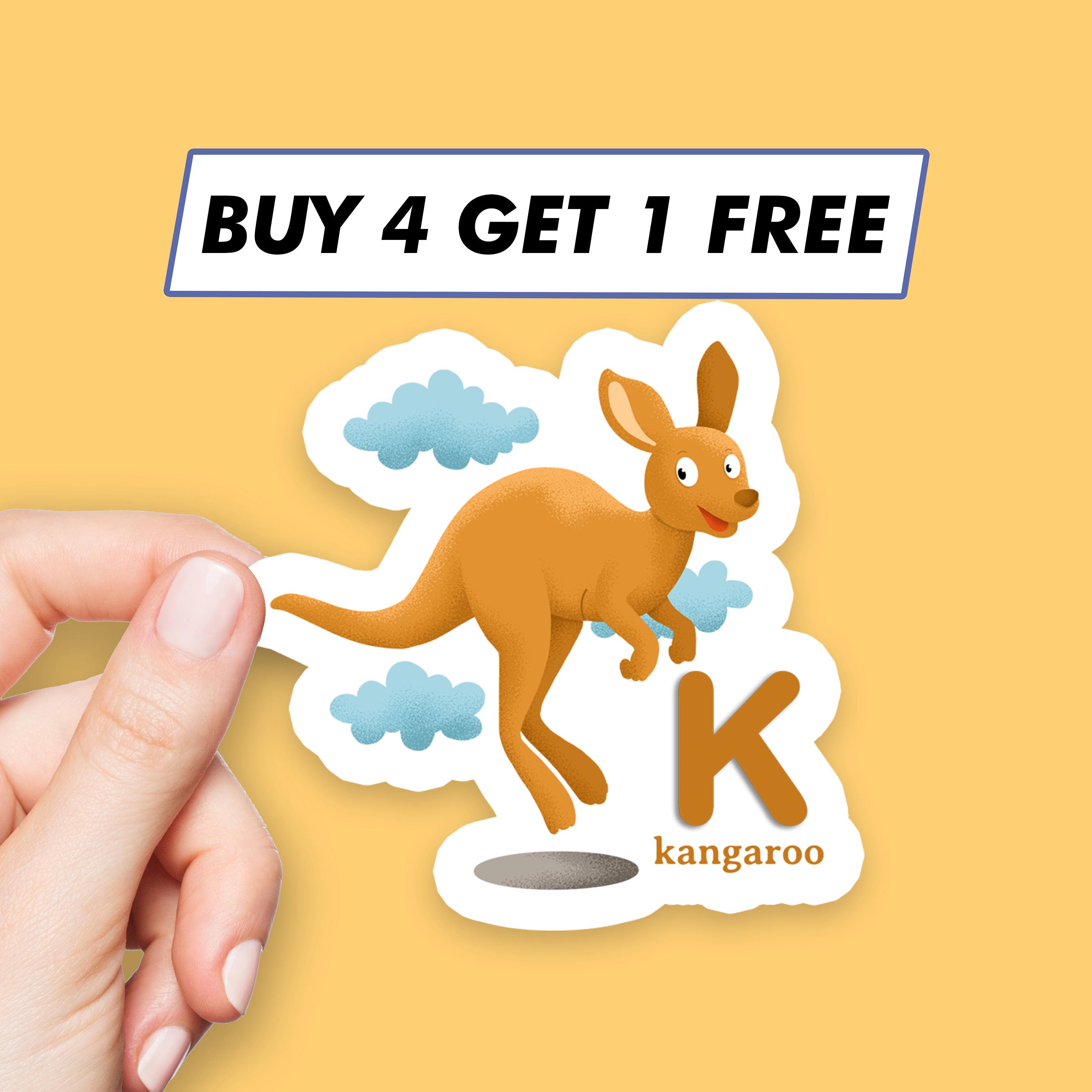 Kangaroo Letter K Sticker Animal Alphabet Stickers Laptop Stickers ...