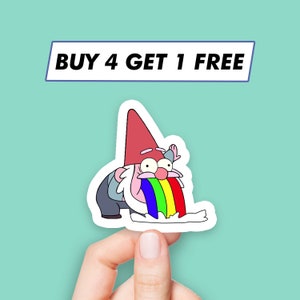 Gravity Falls Gnome Sticker Rainbow Cartoon Stickers Laptop Stickers Aesthetic Stickers Computer Stickers Water Bottle Stickers Laptop Decal