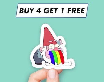 Gravity Falls Gnome Sticker Rainbow Cartoon Stickers Laptop Stickers Aesthetic Stickers Computer Stickers Water Bottle Stickers Laptop Decal