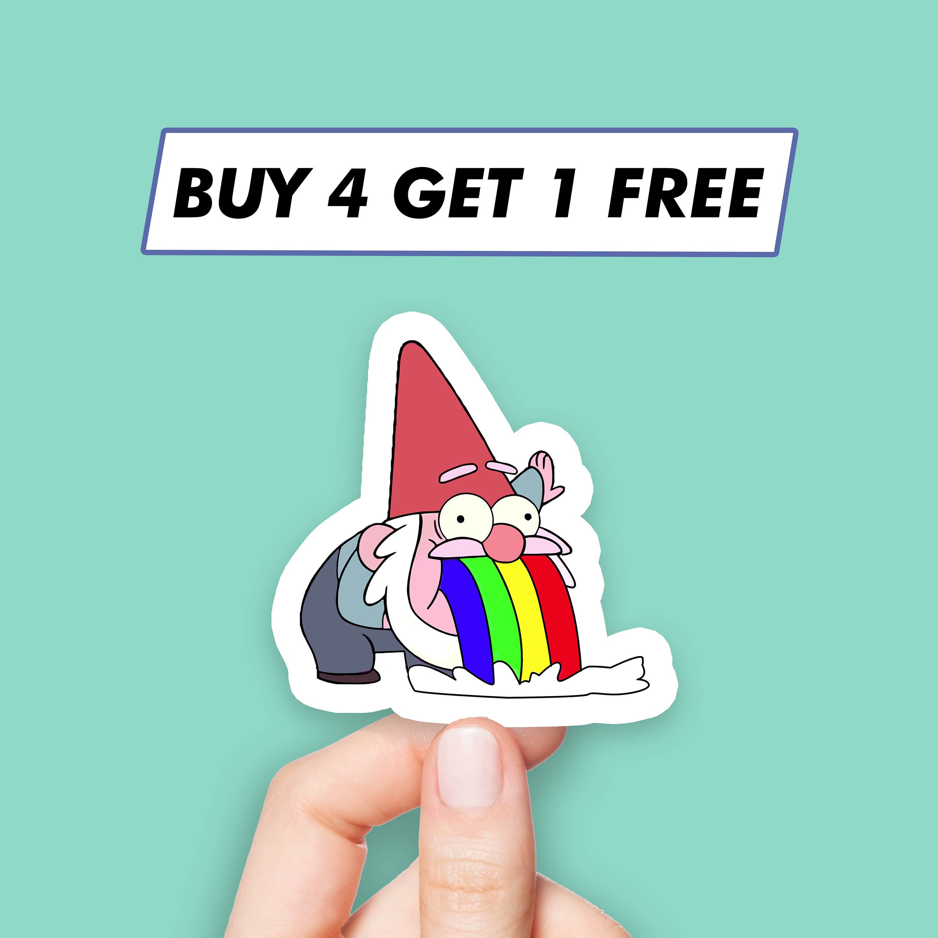 Gravity Falls Gnome Sticker Rainbow Cartoon Stickers Laptop Stickers Aesthetic Stickers Computer Stickers Water Bottle Stickers Laptop Decal