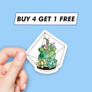 Kaktus Terrarium Aufkleber Sukkulenten Blume Aufkleber Laptop Aufkleber Ästhetische Aufkleber Computer Aufkleber Wasserflasche Aufkleber Laptop Aufkleber