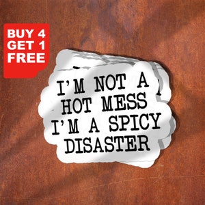Stickers pour ordinateur portable Im Not a Hot Mess Im A Spicy Disaster, Stickers rigolos, Sticker pour ordinateur portable, Sticker sarcasme sarcastique, Sticker bouteille d'eau