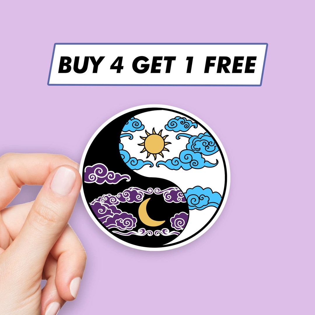 Yin Yang Sun and Moon Sticker Celestial Space Stickers Laptop Stickers ...