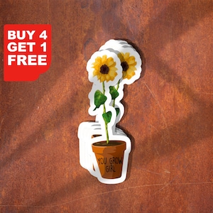 You Grow Girl potplant sticker, potplanten vetplanten planten stickers, planten leven stickers plant laptop stickers, plant stickers