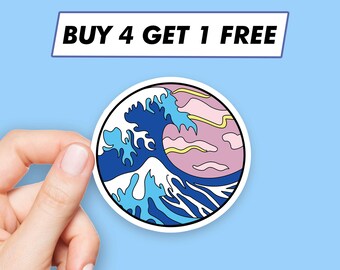 Hokusai Great Wave-sticker Kanagawa Coole stickers Laptopstickers Esthetische stickers Computerstickers Waterflesstickers Laptopstickers