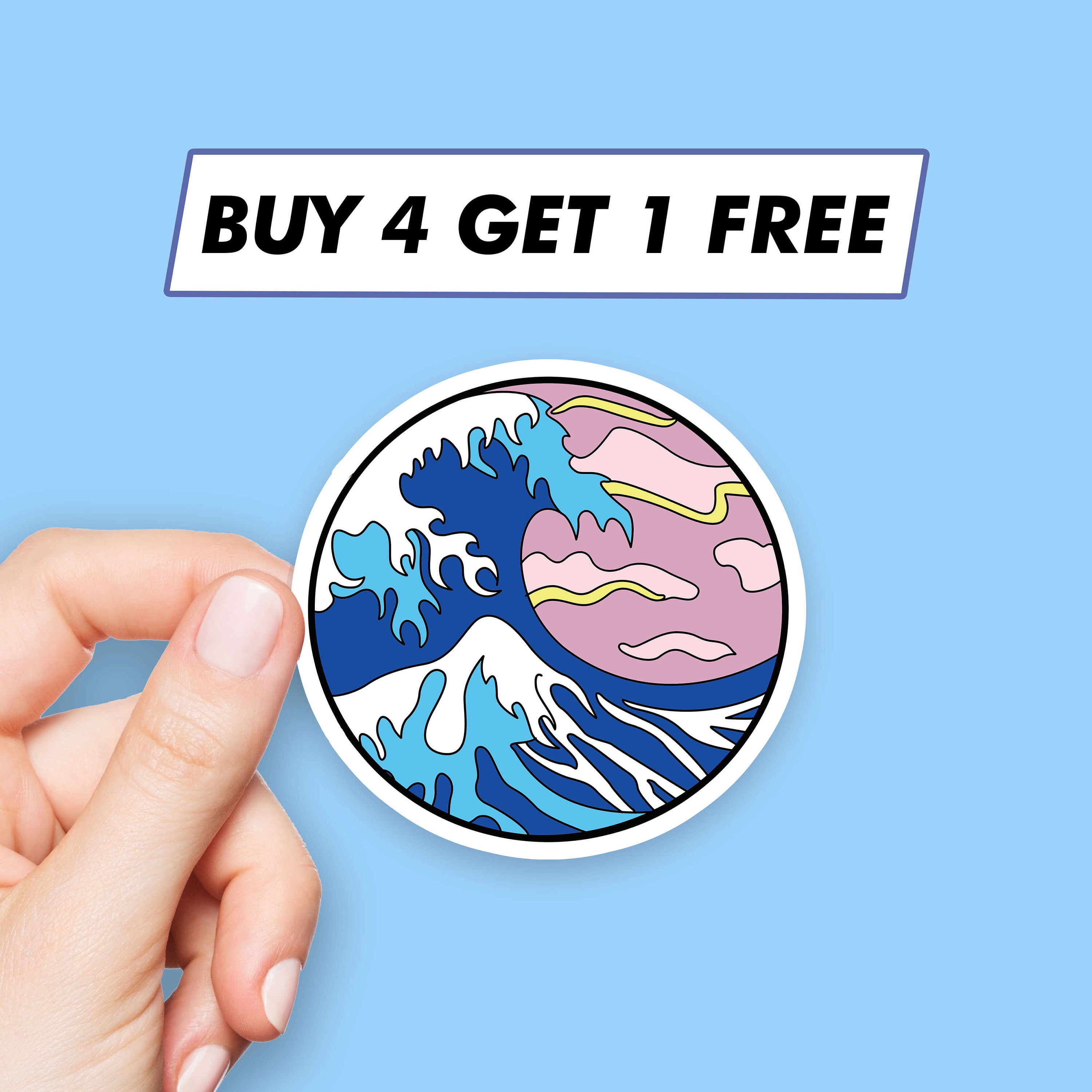 Hokusai Great Wave Sticker Kanagawa Cool Stickers Laptop Stickers ...