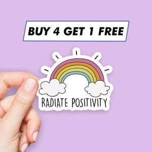 Coole Radiate Positivity Aufkleber Regenbogen Zitat Aufkleber Laptop Aufkleber Ästhetische Aufkleber Computer Aufkleber Wasserflasche Aufkleber
