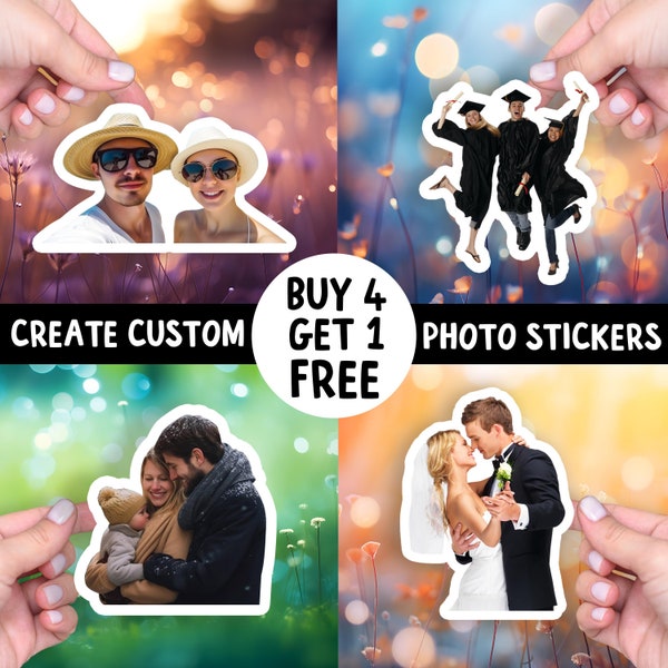 Custom Sticker Photo Personalized Decals Handprint Diy Gift Family Photo Sticker Laptop Sticker Pack Car Bumper Sticker Aesthetic