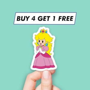 Adesivi Paper Mario Principessa Peach Adesivi Super Mario Kawaii Adesivi per laptop Adesivi estetici Adesivi per computer Adesivi per bottiglie d'acqua